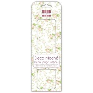 DECO MACHE 3 feuilles de papier découpage Summer Peach Rose