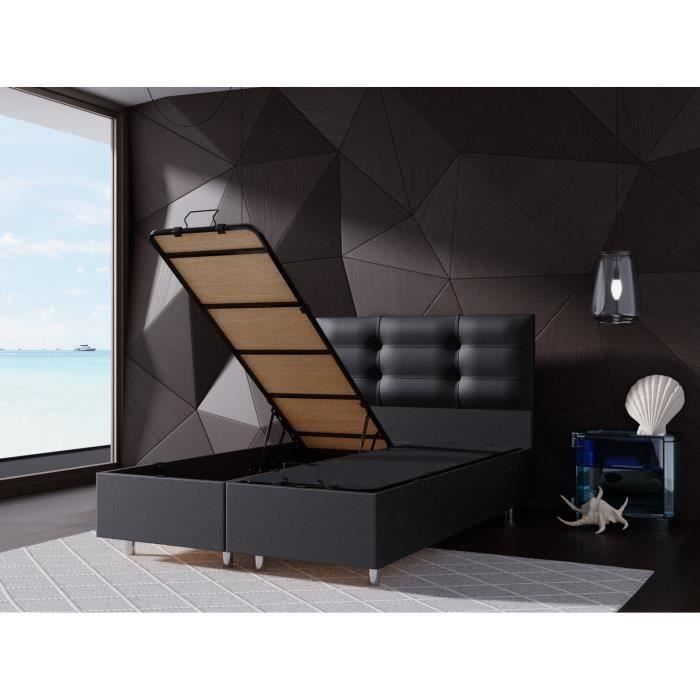 Lit complet 160x200 achat / vente lit complet 160x200 pas cher ... Noir Literie inspiration