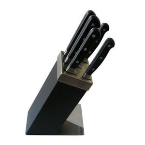 ALBERT DE THIERS Bloc de 5 couteaux de cuisine MAITRE CHEF noir