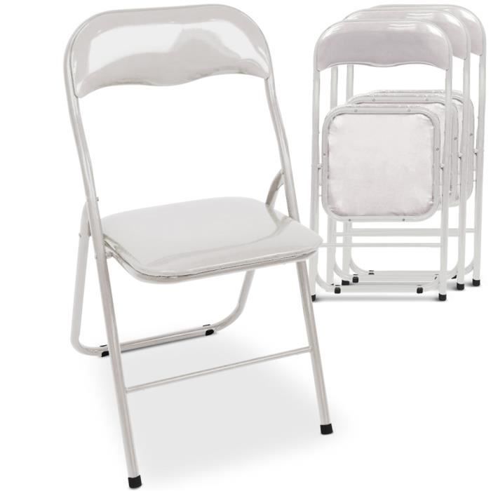 Lot de 4 chaises pliantes Glossy Blanc  Achat / Vente chaise PVC