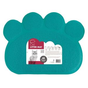 MPETS Tapis sortie maison de toilette Paw - Pour chat - 60x45cm - Bleu