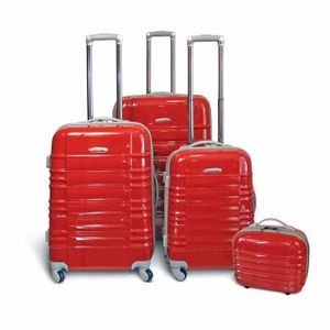 KINSTON Set de 3 Valises Trolley 4 roues 54/64/74 cm + Vanity Rouge