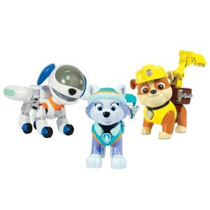 PAT PATROUILLE Pack 3 Figurines Sac ? Dos Transformable 4 : Everest, Robot et Ruben