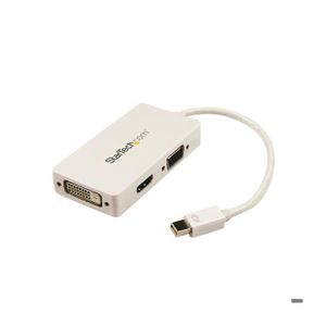 STARTECH Adaptateur de voyage Mini DisplayPort vers VGA / DVI / HDMI pour MacBook - Convertisseur vidéo 3-en-1 - Blanc