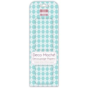 DECO MACHE 3 feuilles de papier découpage Blue Regal repeat