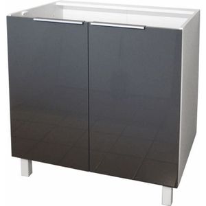 ÉLÉMENTS HAUT ET BAS Caisson Portes bas 80 cm Gris Haute brillance ÉLÉMENTS HAUT ET BAS Caisson Portes bas 80 cm Gris Haute brillance