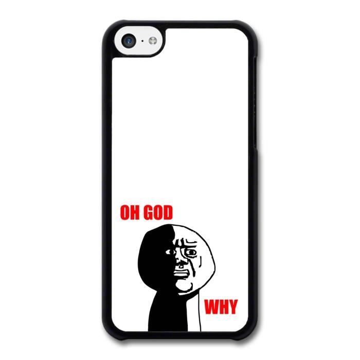 Meme Oh God Why Black and White Illustration Emoji coque pour iPhone 5C