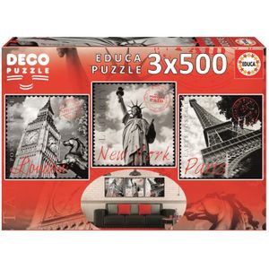 EDUCA - Puzzle 3X500 Grandes Villes
