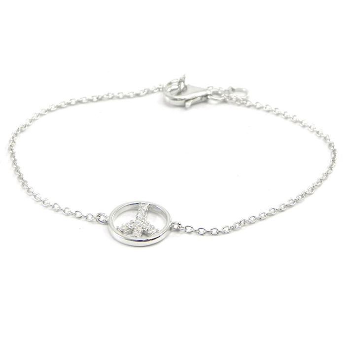 bracelet gourmette Bracelet Argent "Peace" blanc Femme Adulte Argent
