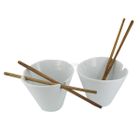  2 bols asiatiques avec baguettes - porcelaine b…