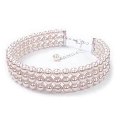 SAUTOIR ET COLLIER Collier ras de cou 3 rangs perles nacrées