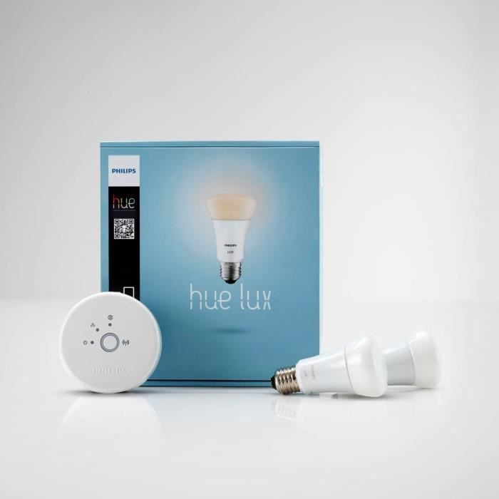 PHILIPS HUE Kit de démarrage Lux incluant 2 ampoules LED connectées