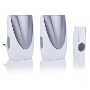 BYRON Kit de 2 carillons portable et ? brancher avec bouton sans fil portée 125 m BY236E