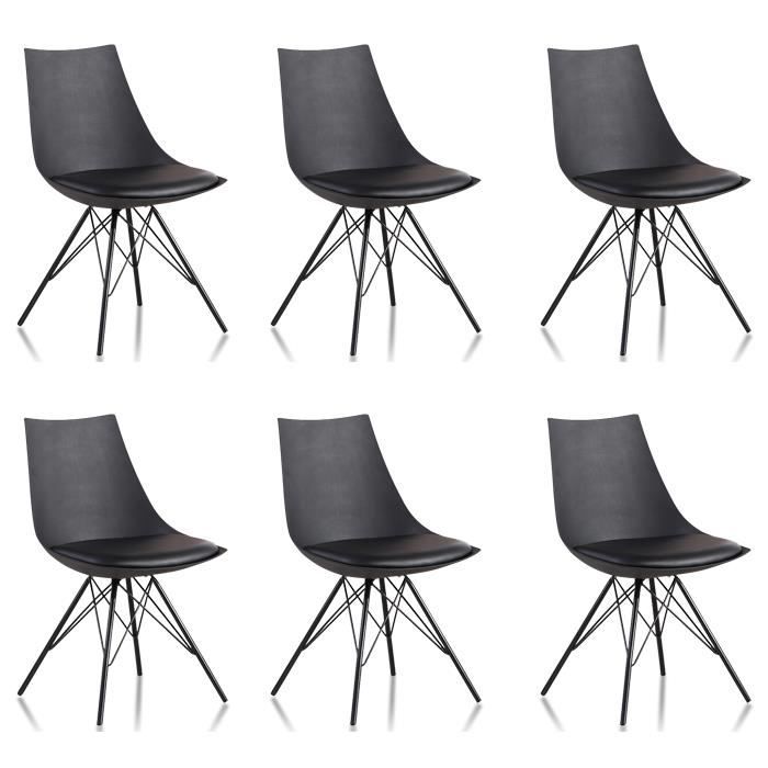Lot 6 chaises salle à manger design noires  Eiffel  Achat / Vente