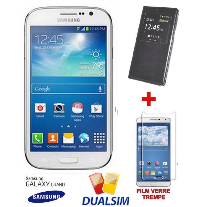 COFFRET SAMSUNG GALAXY GRAND I9060 BLANC DOUBLE SIM NEUF COMPATIBLE