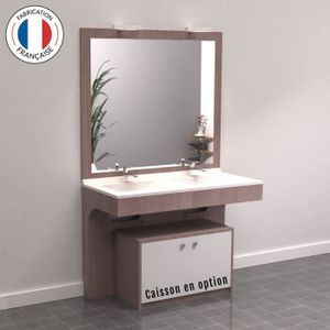 ALTEA Ensemble meuble de salle de bain 120 cm - LED incluse - Compatible PMR - Décor coimbra souris