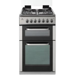 CONTINENTAL EDISON CECDF5060IX Cuisini?re table gaz-4 foyers-4600W-2 Fours électriques-Catalyse-55L et 25L-A-L50 x H90cm-Inox