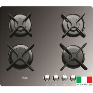WHIRLPOOL AKT2000MR Table de cuisson gaz - 4 foyers - 7800W - L59 x P51cm - Rev?tement verre trempé - Miroir