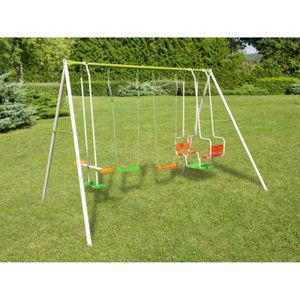 BALANCOIRE / PORTIQUE - TRIGANO métal 2,20 m 4 agr?s / 6 enfants