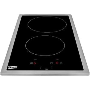 BEKO HDMC32400TX - Table de cuisson vitrocéramique - 2 zones - 3000W - L28,8 x P57cm - Rev?tement verre - Noir