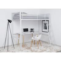 LAHO Lit mezzanine adulte 90x190cm métal blanc LAHO Lit mezzanine adulte 90x190cm métal blanc