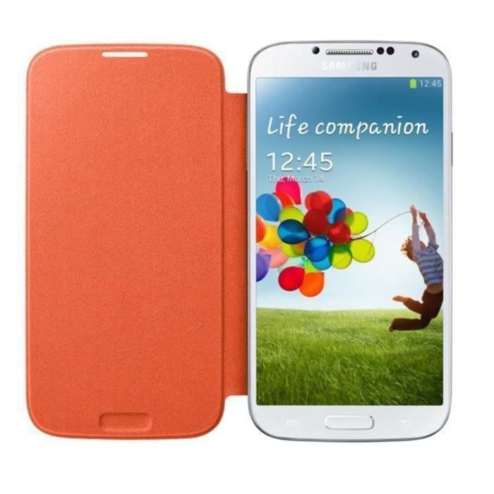 samsung etui rabat pour samsung galaxy s4 orange achat samsung etui rabat pour samsung galaxy s4 orange achat