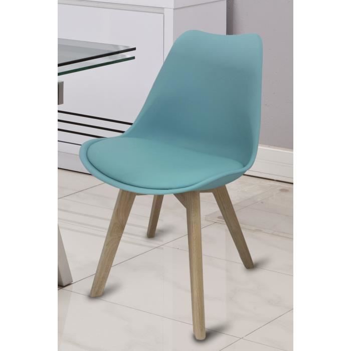 BJORN Chaise de salle à manger bleue - Achat / Vente chaise Pied bois