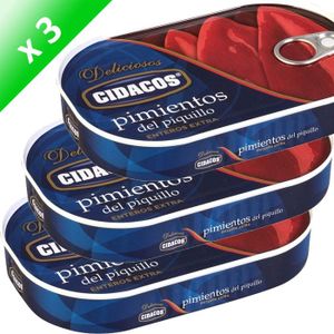 LÉGUME AU VINAIGRE  Lot de 3 Poivrons Del Piquillo 185g Cidacos