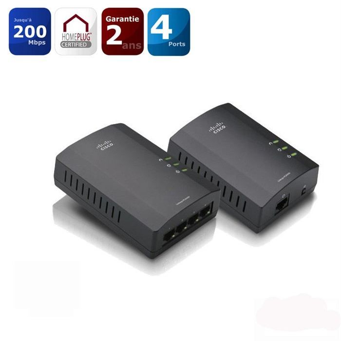 Linksys by Cisco Kit CPL 200 Mbps switch 4 ports Prix pas cher