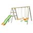 TRIGANO Portique bois/métal 2,30m 3 agrès+Toboggan