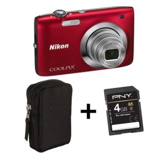 COMPACT NIKON COOLPIX S2600 ROUGE + Etui + Carte SD 4 Go