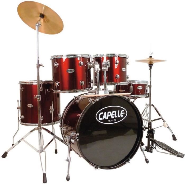 CAPELLE Batterie 5 futs complete 20" rouge pas cher Achat / Vente batterie Cdiscount