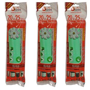 SAC POUBELLE - SAC PLASTIQUE 3 Lots de 15 sacs poubelle FRANDIS SER 20 à 25L
