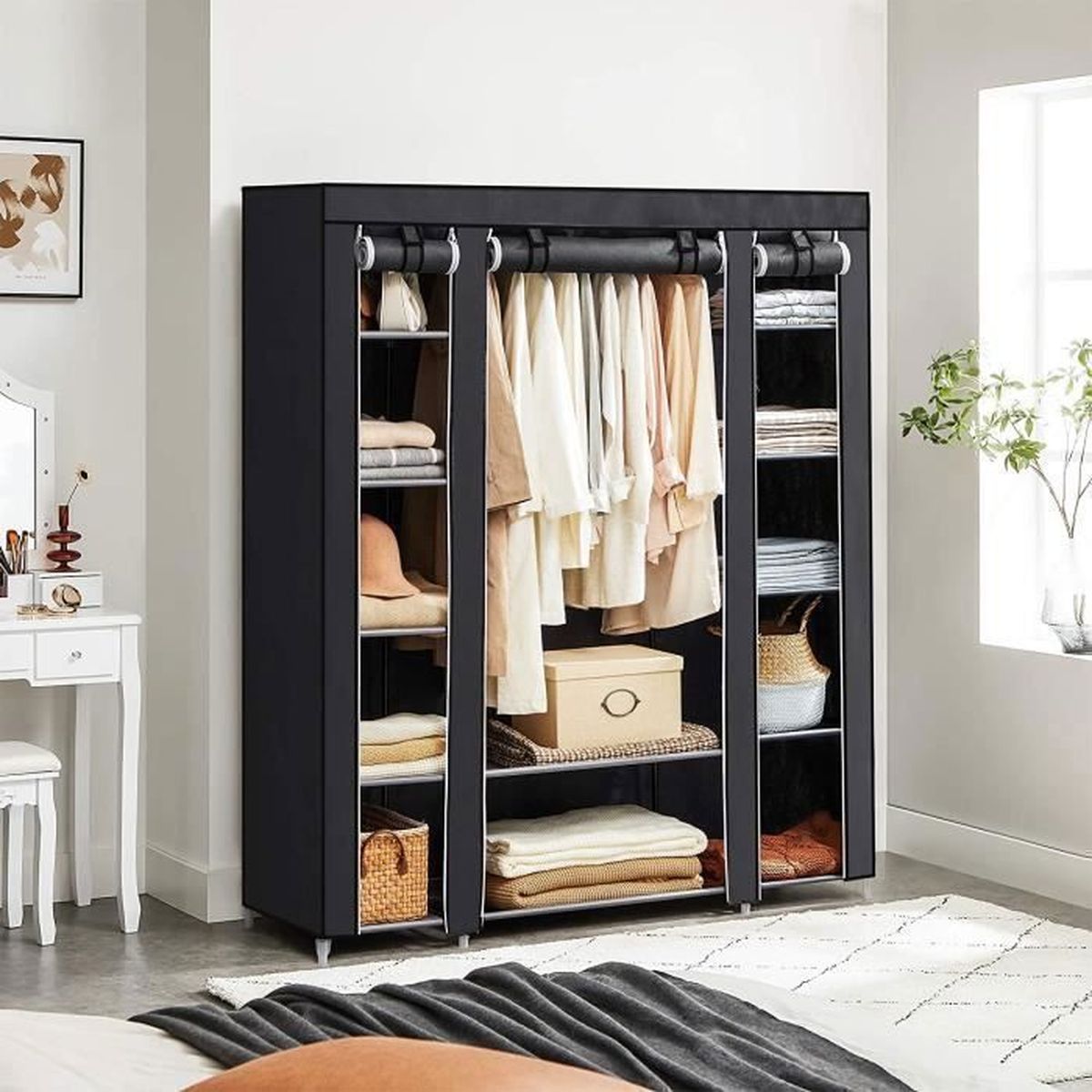 Songmics® Armoire Penderie Noir 150 x 45 x 180cm LSF03H Achat / Vente
