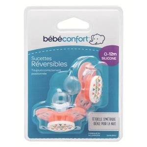 BEBE CONFORT Sucette Reversible Silicone 0/12m (x2) - Rouge Sport