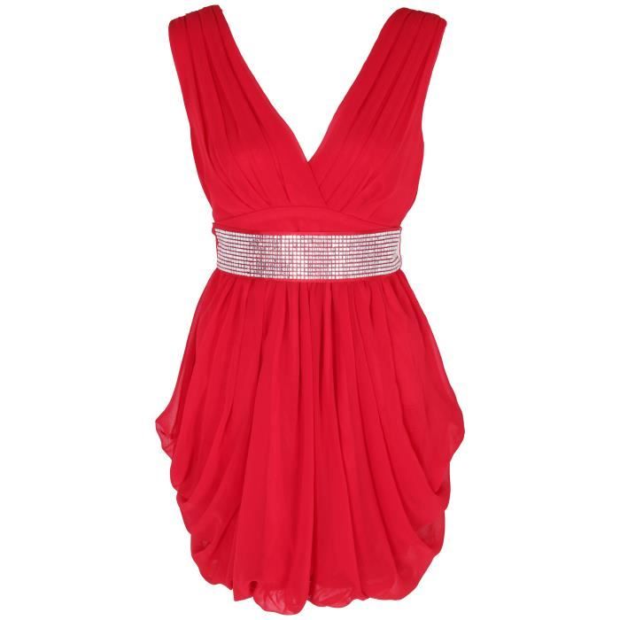 Mini Robe Boule Femme PlissÃ©e DÃ©colletÃ© En V Sans Manches ...