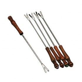 Lot De 6 Fourchettes à Fondue Spring - Manche Noir - Acier Inoxydable - Idéal Fondue Chocolat/Fromage