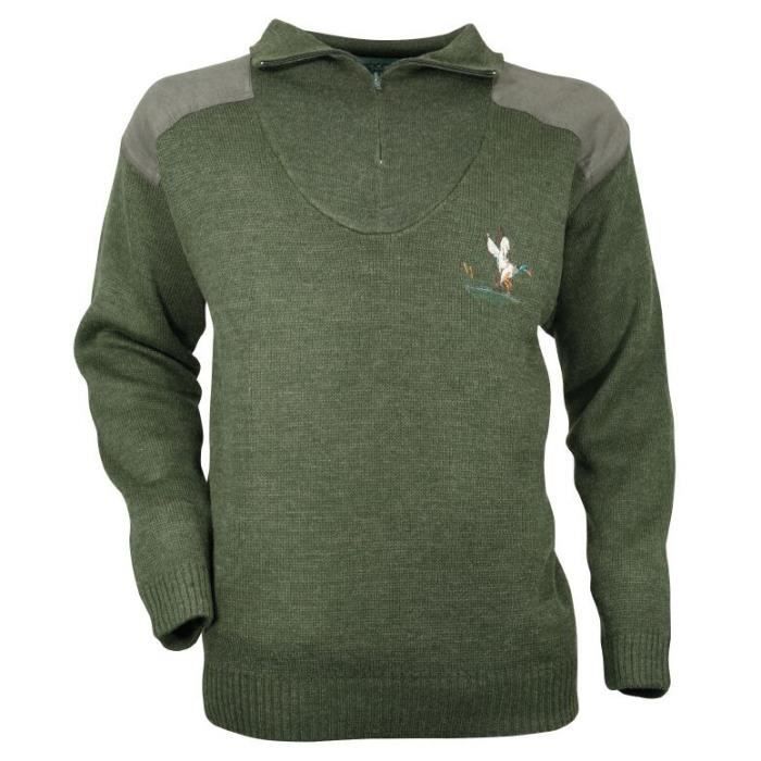 Pull de chasse brodé col camionneur Idaho - Prix pas cher ...