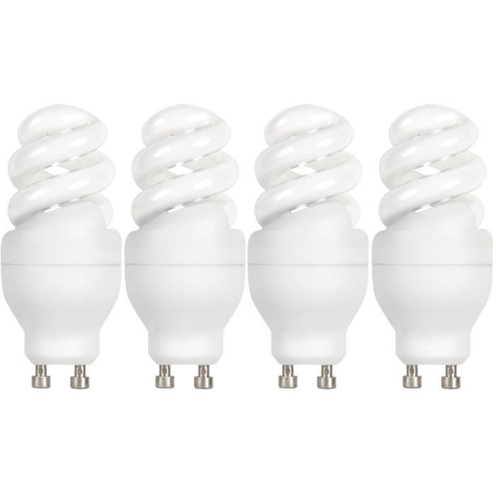 Lot 4 ampoules spirale mini GU10 9W Achat / Vente