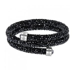 BRACELET , GOURMETTE Bracelet double Jonc Noir Crystaldust Swarovski M