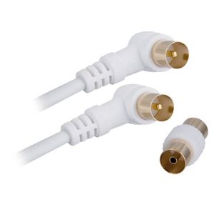 APM 408010 Cordon TV Coude Mâle / Mâle Et Adaptateur Femelle Femelle - Plugs or - 2 m