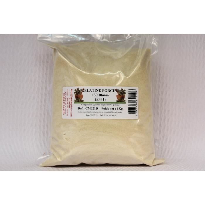 Gélatine alimentaire porcine poudre sachet de 1Kg Achat / Vente