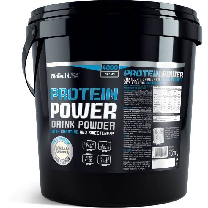 Protein Power 4kg FRAISEBANANE Biotech USA Proteine de Whey Caseine