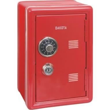 Dakota Coffre fort mini tirelire, avec clef et combinaison, rouge