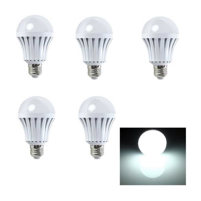 LOT DE 5 AMPOULE LED E27 10W COULEUR BLANC FROID 6000K Achat / Vente