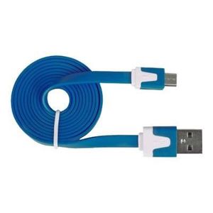 URBAN FACTORY Câble de chargement / de données - Micro-USB Type B (M) pour USB (M) - 1 m - Bleu - Plat