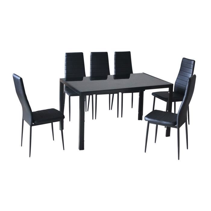 Table en verre + 6 chaises noir MALIA  Achat / Vente table a manger
