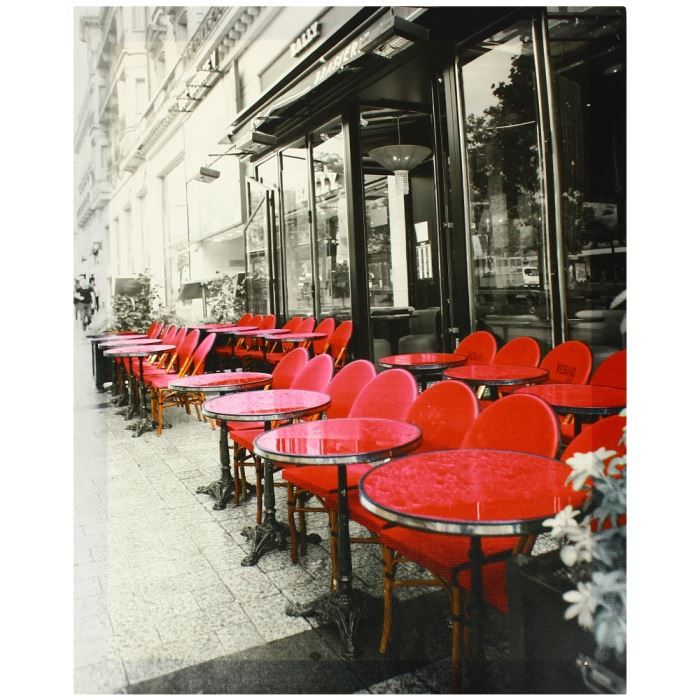 Tableau Toile Paris Vintage Terrasse Bistrot Ca? Achat / Vente