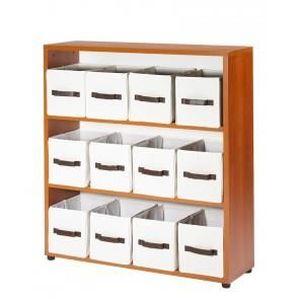 Meuble de rangement 2 tablettes 104,2 cm + 12 paniers en tissu - Coloris Wenge