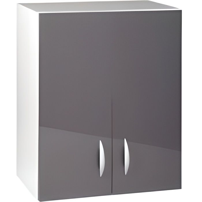 Meuble cuisine haut 60 cm 2 portes OXANE gris Meuble de cuisine haut